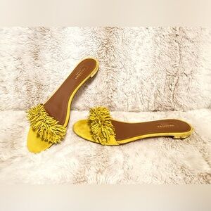 Aquazzura Yellow Fringe Sandals